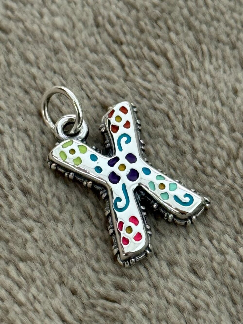 X- Enamel Consuela Floral Initial Charm